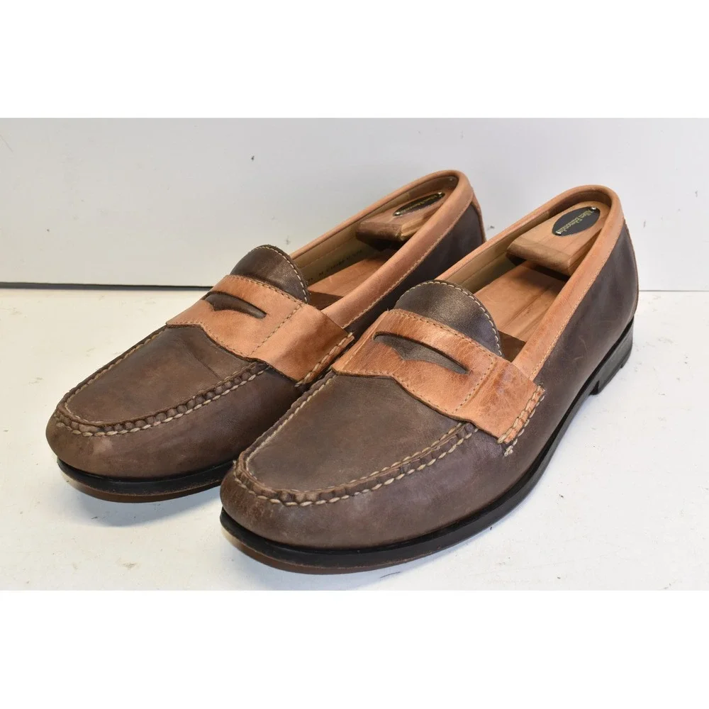 Cole Haan Penny Loafers Brown Mens Size 11 Two Tone‎ Leather Dress Shoes Slip-On